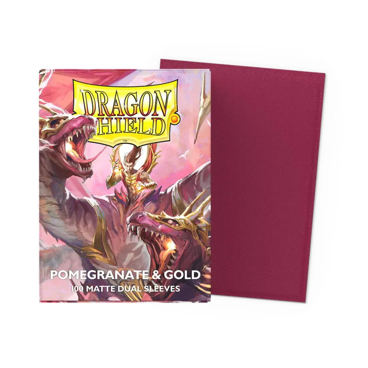 Dragon Shield Standard Size Dual Matte Sleeves (100) Pomegranate & Gold