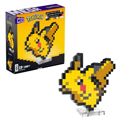 Mattel HTH74 - Mega - Pokémon - Pikachu Pixel Art Bauset, 400 Teile