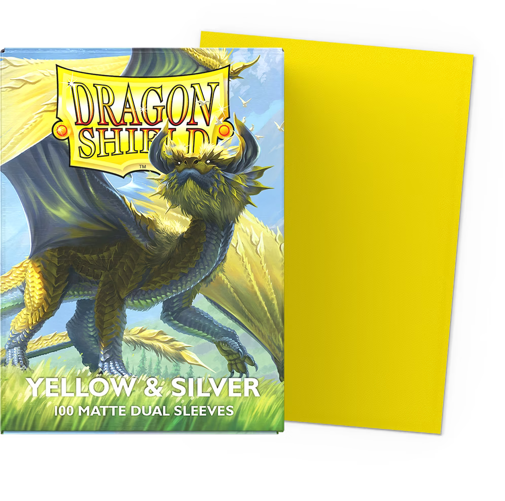 Dragon Shield 100 Matte Dual Sleeves yellow & silver
